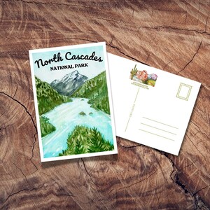 Cartolina del Parco nazionale North Cascades, cartoline d'epoca, stato di Washington, Pacific Northwest, Tahoma, poster di viaggio, Seattle, lago Diablo