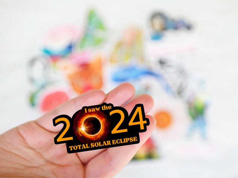 2024 Total Solar Eclipse Sticker, I Saw the Solar Eclipse, Path Of Totality, April 8 2024, Great American Eclipse Decal Souvenir image 2