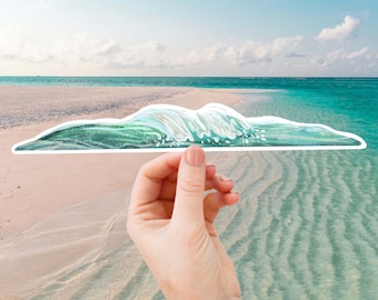 Extra Large Ocean Wave Sticker - Beach Surfer Vinyl Waterproof Infinity Wrap Decal for Bottle, Tumbler, Laptop, Ocean Car Decal, Surf Board