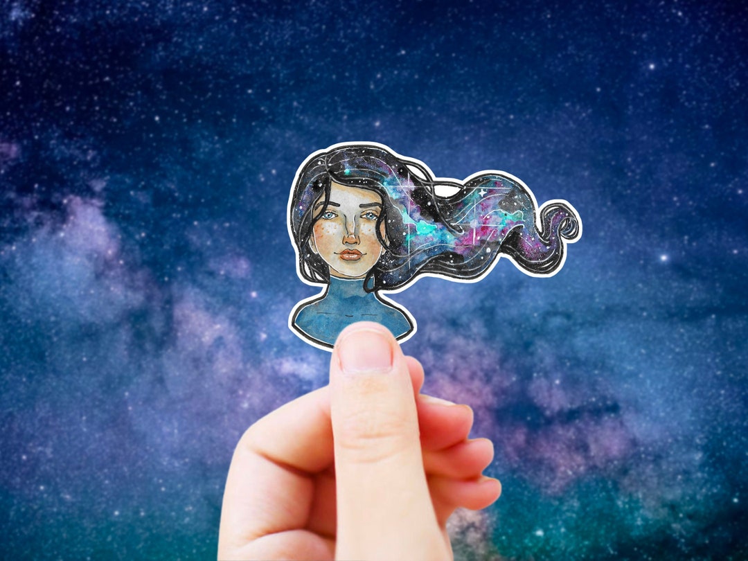 Galaxy Vinyl Sticker Science Gift for Women, Girl Geek, Celestial Sticker, Space Age, Moon