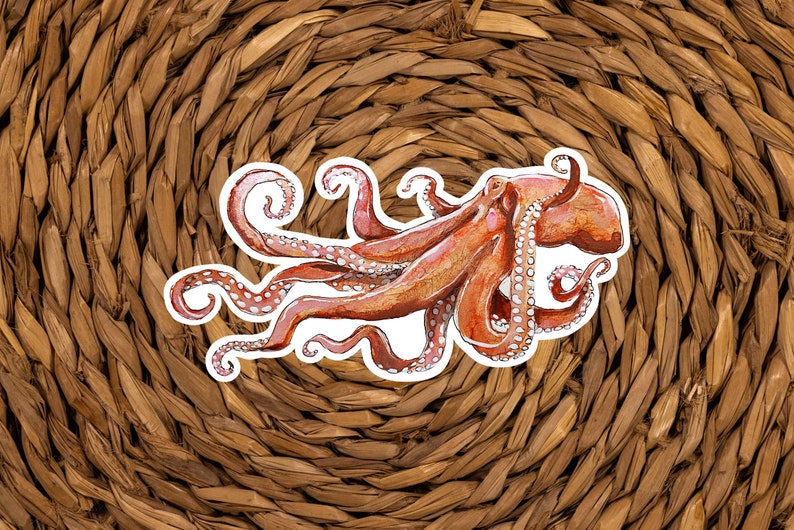 Kraken Sticker Octopus Sticker, Squid Sticker, Marine Biology Gift, Ocean Art, Sea Creature Sticker for Laptop, Water Bottle zdjęcie 2