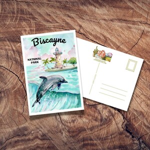 Carte postale du parc national de Biscayne, cadeau parc national, cartes postales anciennes, carte postale dauphin, souvenir de voyage, Floride du Sud, Florida Keys