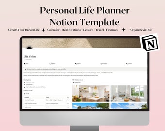 Notion Life Planner Template: Minimalist Digital Dashboard (Digital Download)