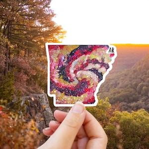 Calcomanía de vinilo de Arkansas, calcomanía de Arkansas, mapa de Arkansas, arte de Arkansas, calcomanía de cristal, calcomanía para botella de agua, calcomanía para computadora portátil