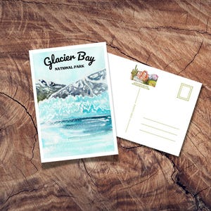 Carte postale du parc national de Glacier Bay, Juneau, affiche de voyage vintage, PNW, nord-ouest du Pacifique, croisière en Alaska, Cartes postales de l'Alaska