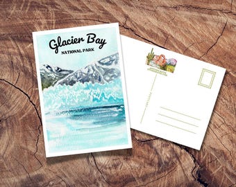 Glacier Bay National Park Postcard: Hand-Painted Watercolor Travel Art