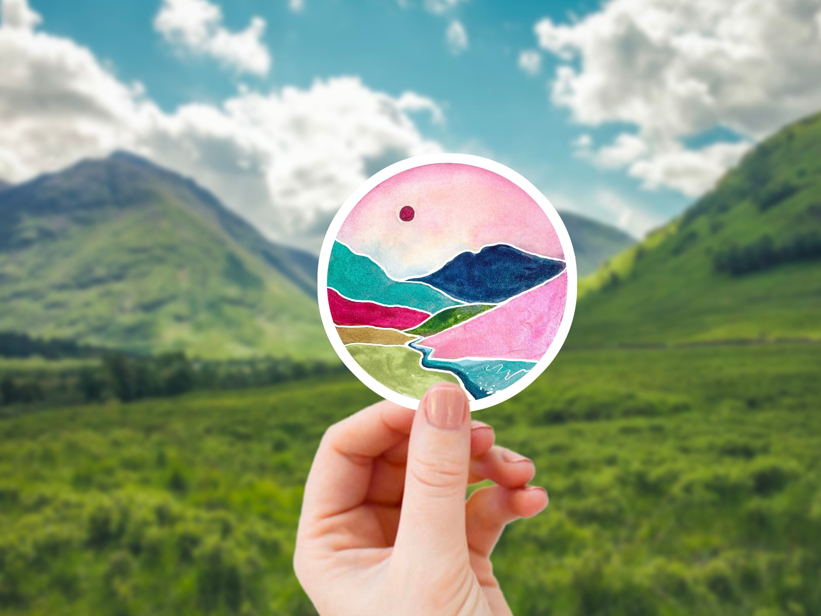 Mountain Vinyl Sticker: Waterproof Nature Decal for Laptop, Car ...