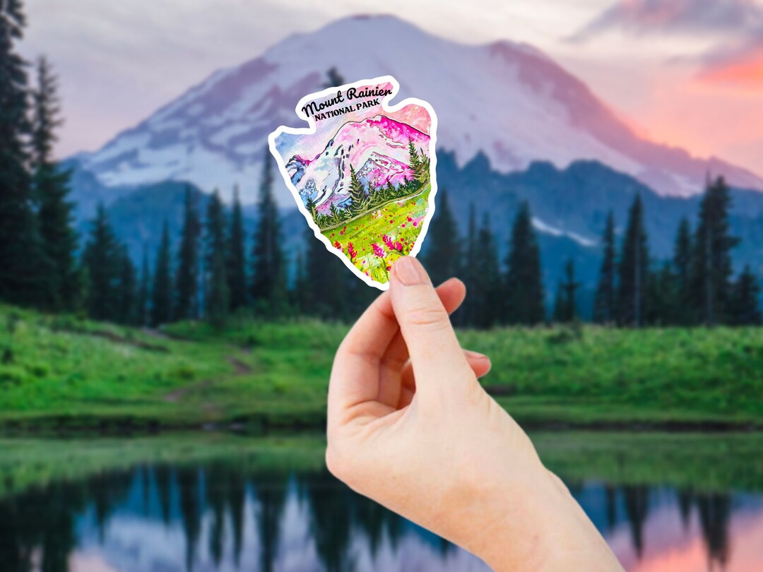 Mt Rainier National Park Sticker: Waterproof Vinyl Decal, PNW Art - Etsy