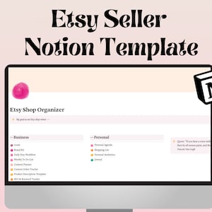 Etsy Seller Notion Template - Planner for Small Business Owners, Minimalist Digital Planner for Goals, To Do, Aesthetic Notion Dashboard