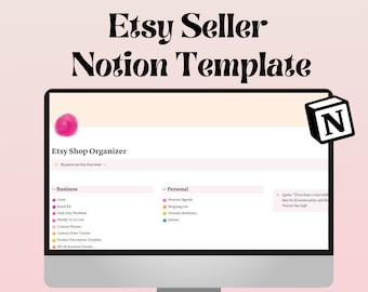 Modèle de notion de vendeur Etsy - planificateur pour les propriétaires de petites entreprises, planificateur numérique minimaliste pour les objectifs, à faire, tableau de bord de notion esthétique