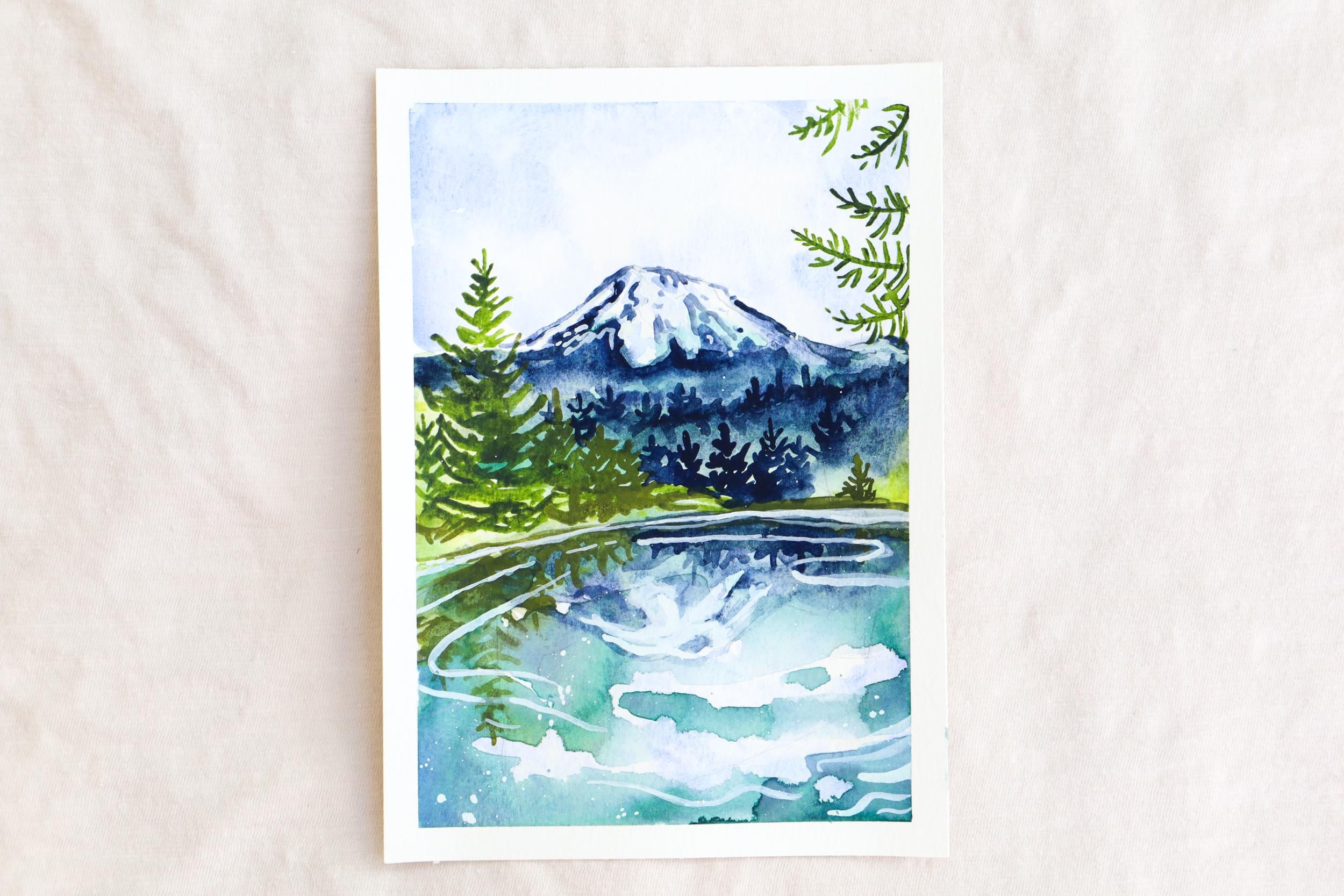 ラッセン火山国立公園のオリジナル水彩画、カリフォルニア州 - Etsy 日本