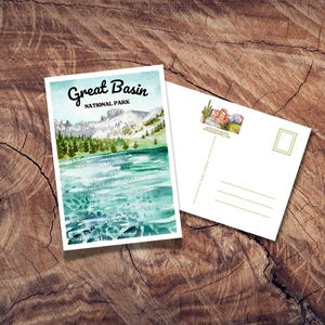 Carte postale du Grand Bassin, carte postale du parc national, cartes postales anciennes, affiche de voyage, souvenir du Nevada, Wheeler Peak