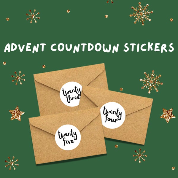 Advent Calendar Stickers - 25 Days of Christmas Countdown, DIY Holiday Decor, Christmas Planner, Advent Calendar Adult, Number Stickers