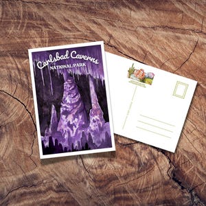 Cartão postal das cavernas de Carlsbad, cartão postal do parque nacional, cartões postais antigos, pôster de viagem, lembrança do Novo México