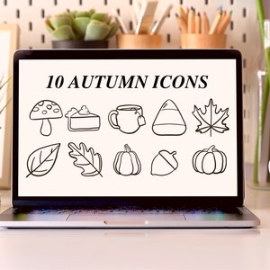 Autumn Fall Notion Icons - Aesthetic Digital Stickers for Life Planner, Notion Template, Iphone App Covers, Instagram Icon, Budget, Travel