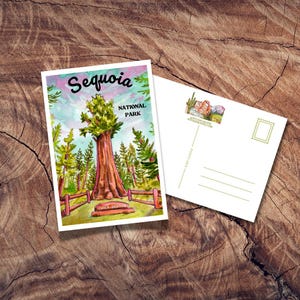 Carte postale du parc national de Sequoia, cadeau du parc national, affiche de voyage vintage, Californie du Sud, séquoias, séquoia, General Sherman