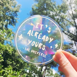 Manifesting Suncatcher Sticker, Rainbow Crystal Sun Catcher Window Cling Decal, Positive Affirmation, Gift for Women, Suncatcher for Car