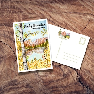 Carte postale des montagnes Rocheuses, cadeau du parc national, carte postale vintage, souvenir de Denver, Colorado autocollant coloré, parc d'Estes