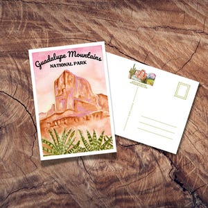Guadalupe Mountains Nationalpark Postkarte, Vintage TX Postkarten, Chihuahua-Wüste, El Capitan, West Texas, Reise-Plakat