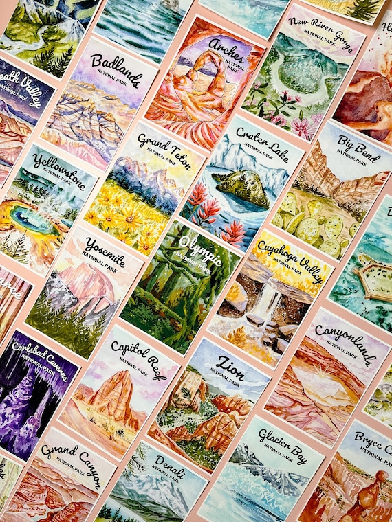 63 National Park Postcard Pack, National Park Gift, Vintage Travel Postcards, Yellowstone Souvenir, Utah Mighty 5, Travel Stationery, Zion,