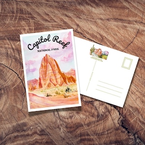 Cartão postal do Parque Nacional Capitol Reef, presente do Parque Nacional, cartões postais de viagem vintage, lembrança de Utah, artigos de papelaria do deserto, Salt Lake City