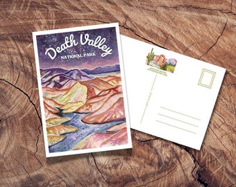 Death Valley National Park Postcard, National Park Gift, Vintage Travel Poster,  Southern California, Mojave Desert, Dark Sky Park