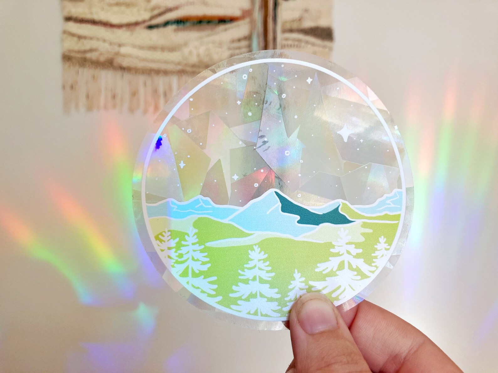 Mountain Sun Catcher Sticker Prism Window Cling Mountain Etsy