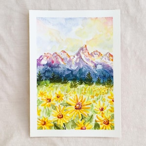 Grand Teton National Park Kunst, Nationalpark Geschenk, Original Aquarell Kunst, Wyoming