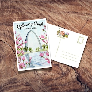 Carte postale Gateway Arch, cadeau parc national, cartes postales anciennes, souvenir de voyage, St Louis Mo, art du Missouri, porte de l'ouest, affiche de voyage