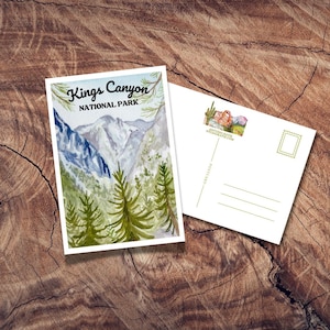 Carte postale du parc national de Kings Canyon, cadeau parc national, affiche de voyage vintage, Californie du Sud, séquoia