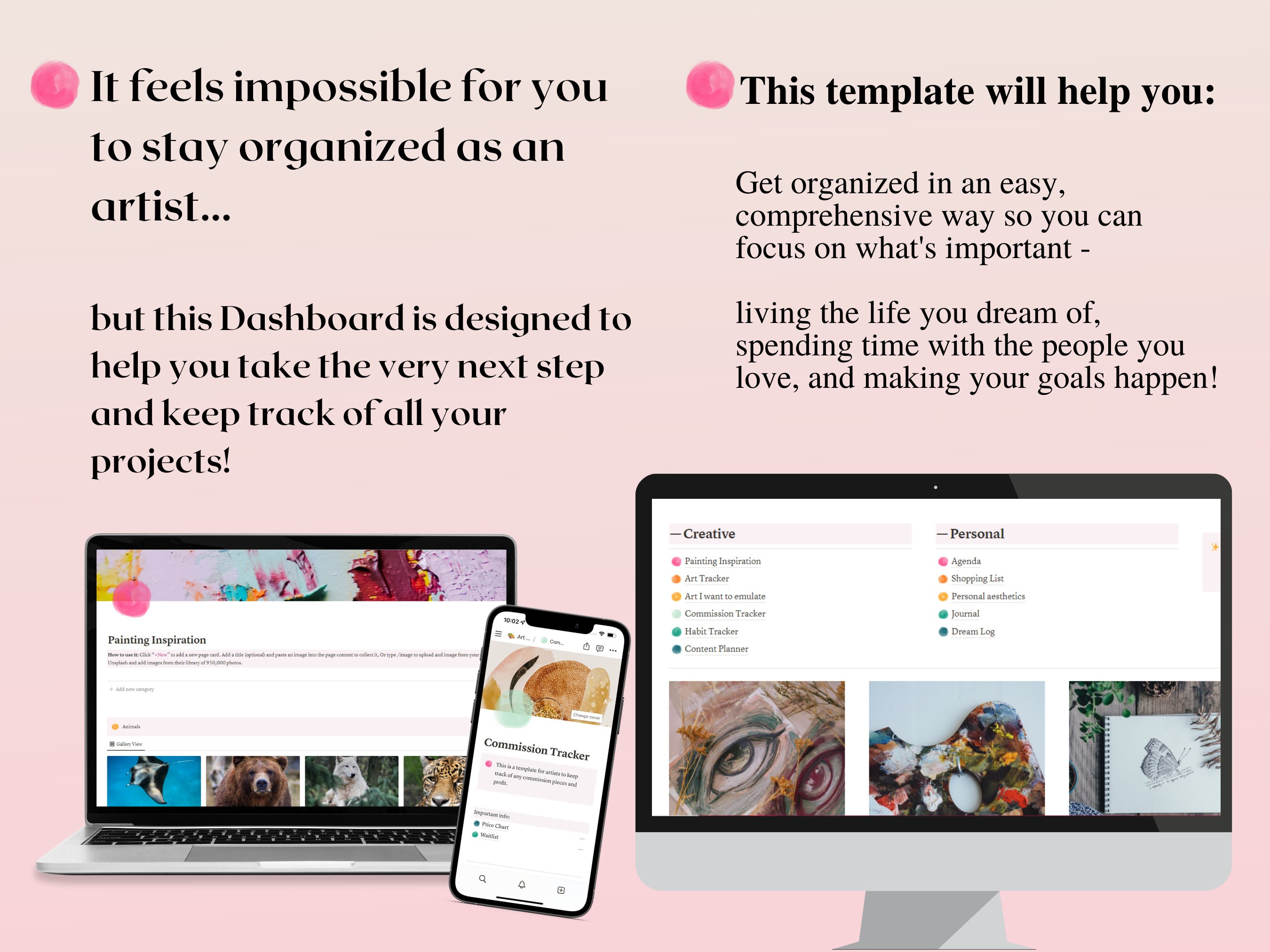 Artist Notion Template - Aesthetic Digital Business Planner - Art ...