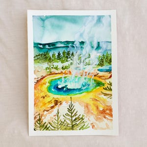 Yellowstone Nationalpark, Nationalpark Geschenk, Original Aquarell Kunst, Wyoming