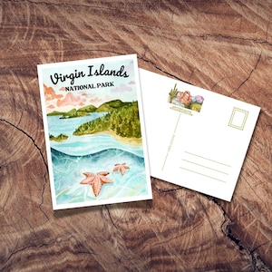 Cartolina delle Isole Vergini, regalo del parco nazionale, cartoline d'epoca, vacanze in famiglia, crociera ai Caraibi, poster di viaggio