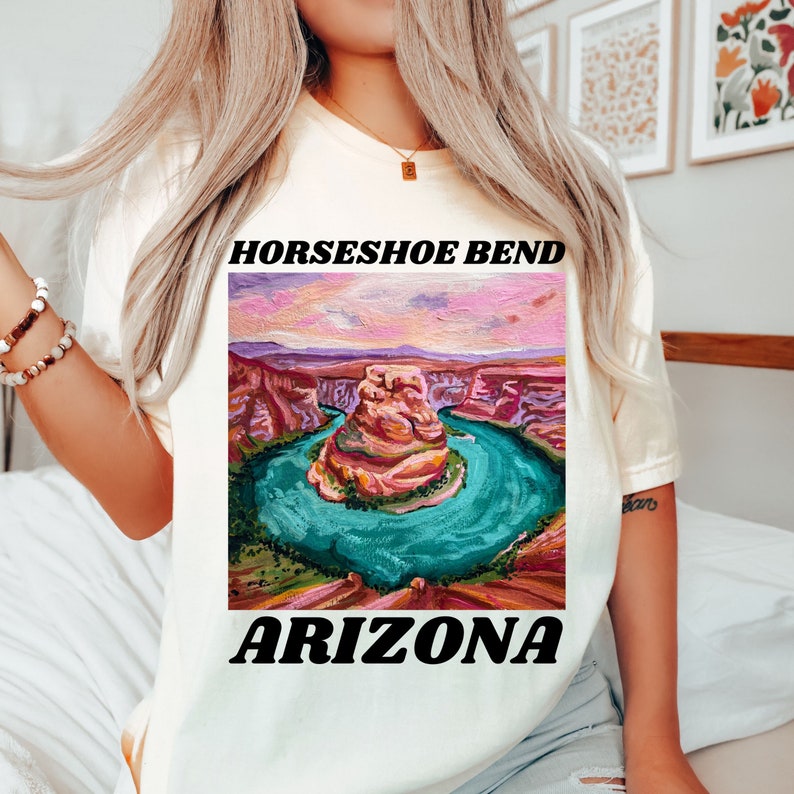 Grand Canyon Shirt, National Park t-shirt, Hiking shirt, Oversized Tee, Horseshoe Bend, Arizona tShirt, Travel Poster, Western Aesthetic image 2