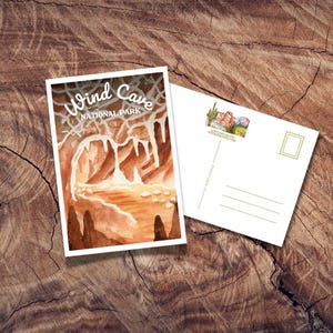 Wind Cave National Park Postkarte, Nationalpark Geschenk, Vintage Reisepostkarten, South Dakota, Wüsten-Briefpapier, Mount Rushmore, Cavern Art