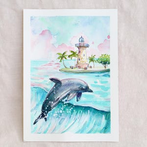 Biscayne Nationalpark Kunst, Nationalpark Geschenk, Original Aquarell Kunst, Florida, Delfin