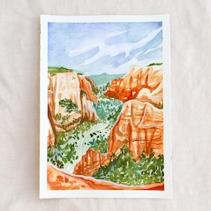 Arte do Parque Nacional de Zion, Presente do Parque Nacional, Lembrança de Utah, Arte em aquarela original