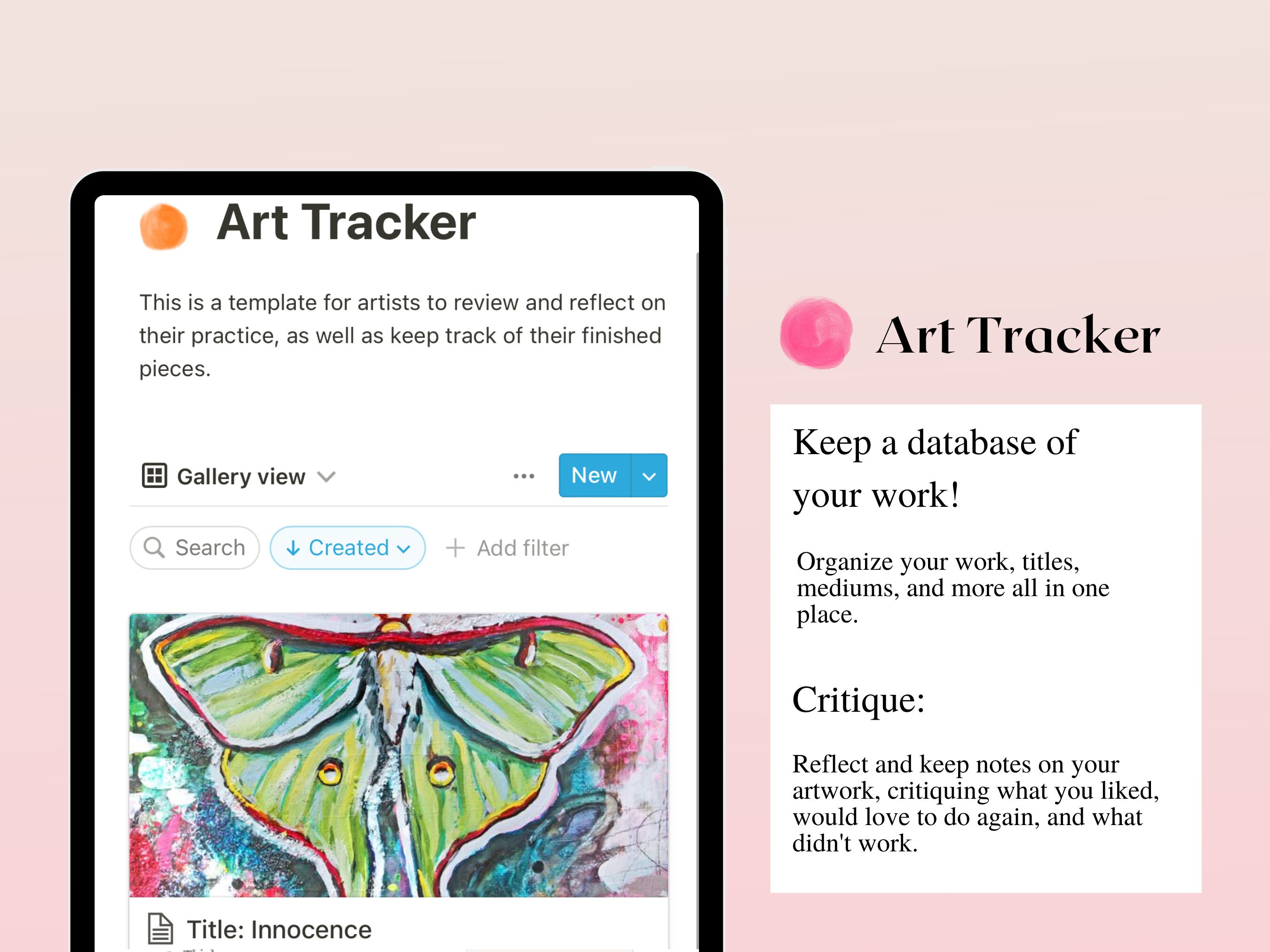 Artist Notion Template - Aesthetic Digital Business Planner - Art ...