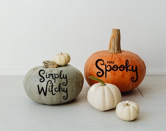 Pumpkin Decorating Stickers - Pumpkin Vinyl Decal, Halloween Decor, Basic Witch, Spooky Season, Pumpkin No Carving DIY Kit