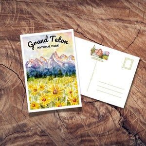 Cartolina del Parco Nazionale Grand Teton, Cartoline d'epoca, Poster di viaggio del Wyoming, Jackson Hole, Montagne Rocciose