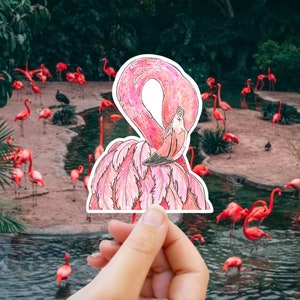 Flamingo-Aufkleber, Sommer-Wasserflasche-Aufkleber, tropischer Fensteraufkleber, Flamingo-Gastgeschenk, Florida wasserdichter Vinylaufkleber, rosa Aufkleber
