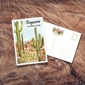 Carte postale Saguaro, carte postale du parc national, cartes postales vintage de cactus, affiche de voyage, souvenir de Tucson en Arizona