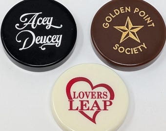 Backgammon Pieces, Set of 15, with Personalized Logo, Text, 1-9/16 Diameter, 3 Colors