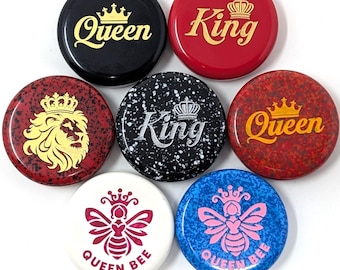 Large Checkers, Set of 12, with Personalized Crowns, Text, 1-3/8 Diameter, 16 Colors
