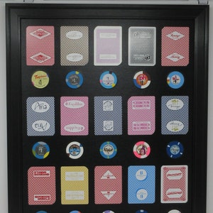 Las Vegas Playing Card and Poker Chip Wall Display Picture Frame Man Cave Gift Made in the USA