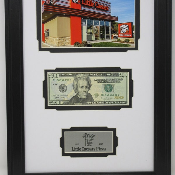 First Dollar Bill Wall Display Picture Frame With 5x7 Photo and Custom Personalized Metal Plate Made in the USA