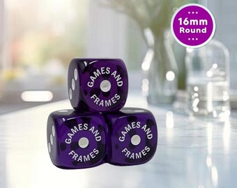 Personalized Bunco Dice w/ Free Storage Pouch, Set of 3, Rounded Corner 16mm