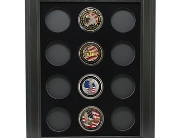 Military Challenge Coin (Not Included) Wall Display Picture Frames, USA Made (Coins NOT Included)