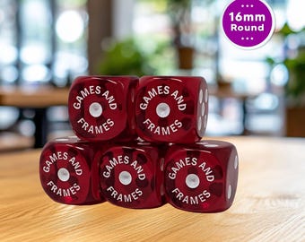 Personalized Yahtzee Dice w/ Free Storage Pouch, Set of 5, Rounded Corner 16mm