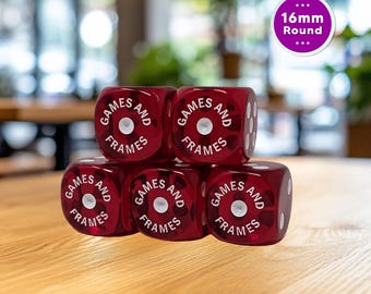 Dés Yahtzee personnalisés avec pochette de rangement gratuite, lot de 5, coin arrondi 16 mm